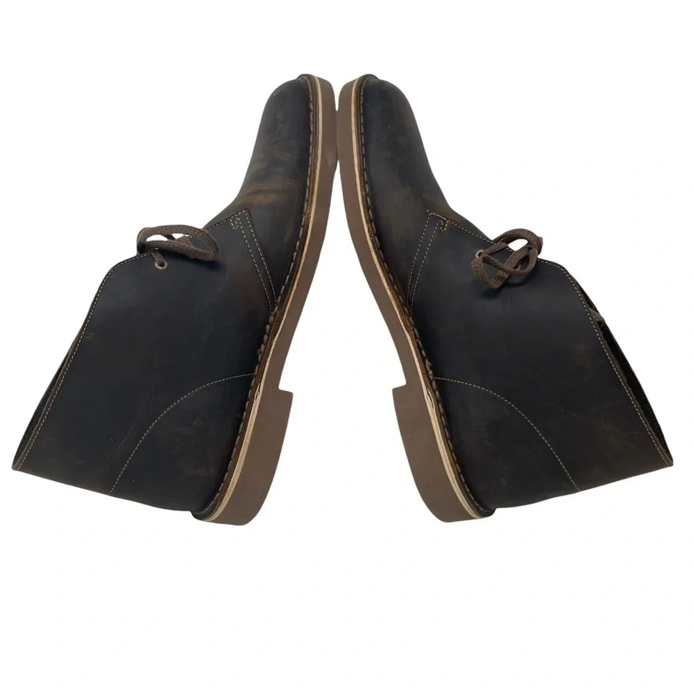 Clarks Bushacre 2 Brown Leather‎ Beeswax Ankle Chukka Casual Boots Size 12